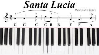 Santa Lucia - EASY Piano Tutorial