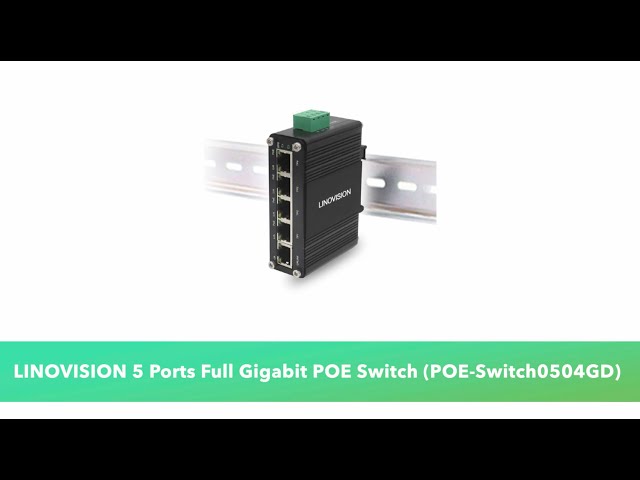 LINOVISION 5 Ports Industrial Umanaged Full Gigabit POE Switch with DC12-  48V wide range input. 