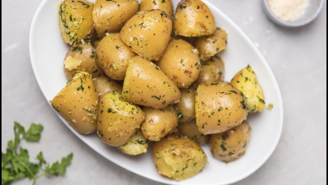 Boiled New Potatoes with Minty Herb Butter