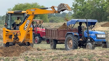 JCB Sonalika Tractor Working Video JCB 3DX Loading Mud Sonalika Mahindra🔥 model ttractor JCB Tractor