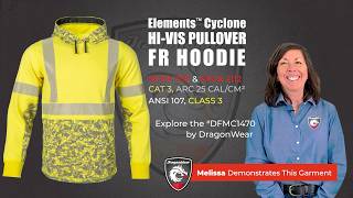 Dragonwear DFMC14 Elements Cyclone HiVis FR Pullover Hoodie Demo by Melissa