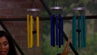 Marigold 45" Hand Tuned Wind Chimes with Solar LED Hummingbird on QVC screenshot 3