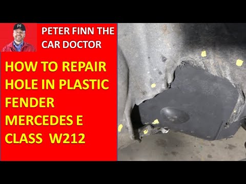 How to repair HOLE in car inner plastic fender. Case Mercedes Benz E W212 car