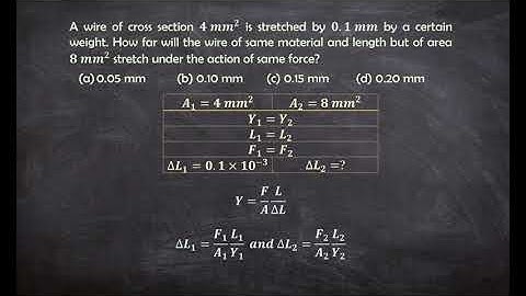 A wire of cross section 4〖 mm〗^2 is stretched by 0.1 mm by a certain weight. How far will the wire