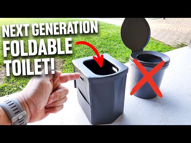 72HRS Portable Collapsible Toilet For Camping, 15.8" Extra Large Camping Toilets Portable Potty, Lightweight And Sturdy, Camp Toilet (With 12 Toilet Bags & 10 Toilet Powers