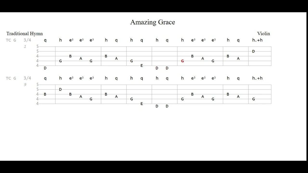 Amazing Grace Violin Tab YouTube