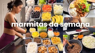 preparando marmitas da semana, frutas, cardápio simples, organizando geladeira, hambúrguer caseiro