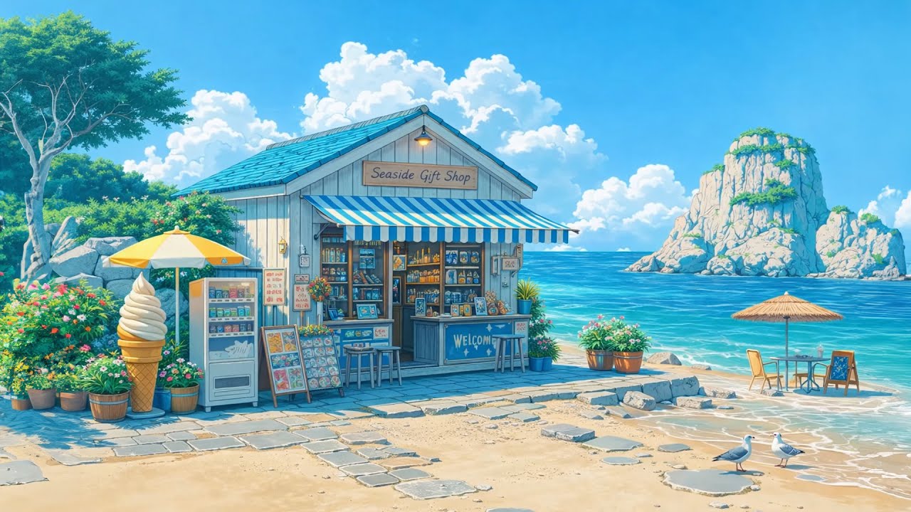 Happy Spring Morning & Sweet Piano Jazz Music in Outdoor Coffee Shop Ambience for Work, Study, Relax