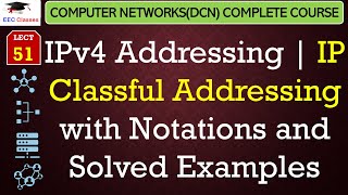 L51 Ipv4 Addressing  Ip Classful Addressing With Notations And Solved Exdanles  Dcn Lectures