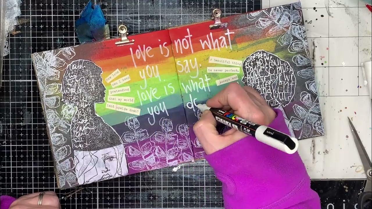 Quick Art Journal Page Stamping out focal figures YouTube