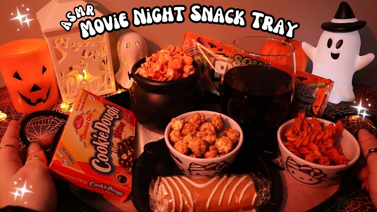 ASMR Making a Snack Tray For a Cozy Halloween Movie Night In 🎞️🍿🎃