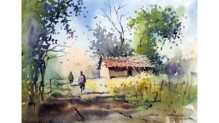 How to paint watercolour landscape painting