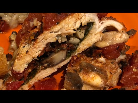 Stuffed Chicken With Spinach, Mushrooms, & Fire Roasted Tomatoes