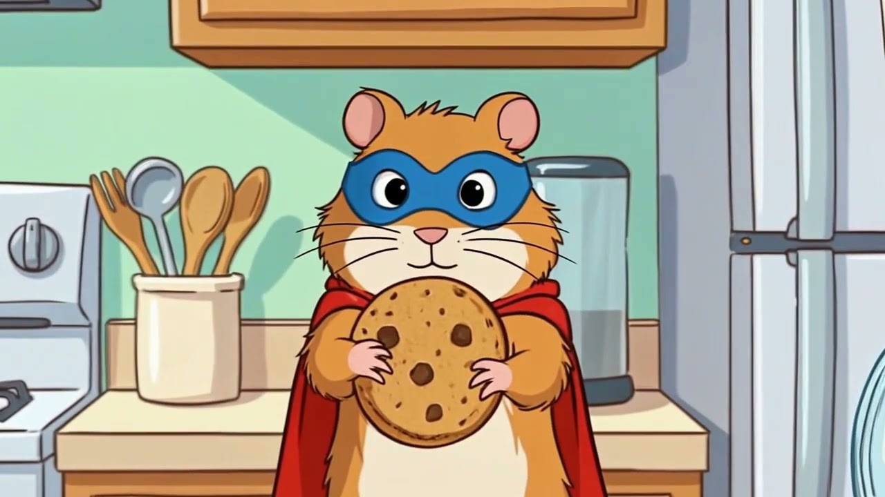 The SUPER HERO hamster🐹 saves cookies in the cartoon🍪