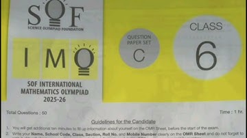 IMO SET C class 6 2025-26 SOF Answer l Maths Olympiad l#IMO 2025 #sof #mathsolympiad  #answerkey