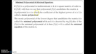Mayur Gohil Eigen values Part 9 Minimal Polynomial and Minimal equation