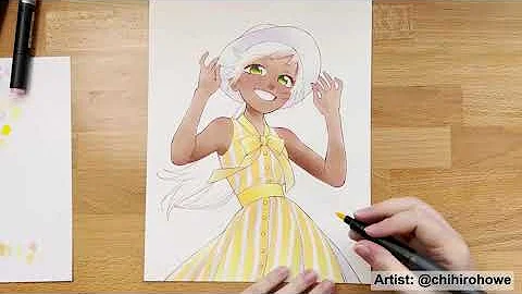 Artist Chihiro Howe colors with OLO markers