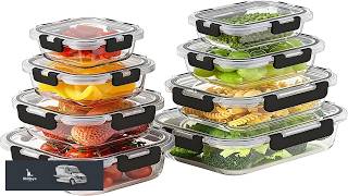 8 Pack Borosilicate Glass Food Storage Containers with Lids Glass Meal Prep