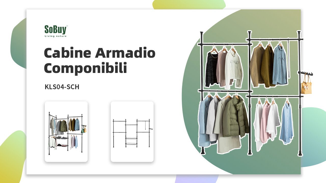 SoBuy Cabine Armadio Componibili | Appendiabiti Negozio | Cabina Armadio | Guardaroba | KLS04-SCH