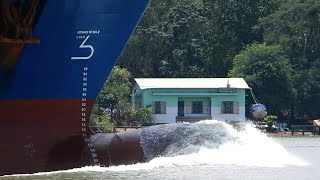16-Year-Old Cargo Ship at Hight Speed Creates Massive Wave Surge on a Dangerous Turn