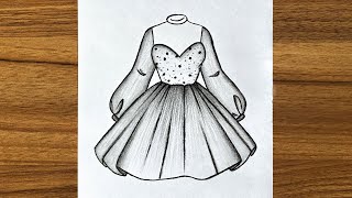 How to draw a beautiful girl dress || Easy drawing ideas for girls || Easy drawings step by step