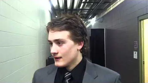 Joe Faust speaks after scoring first career goal a...