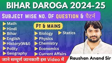 Bihar Daroga Subject Wise Question | How many questions come from which subject |PT & Mains|Raush...