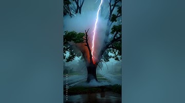 Lightning Strike Hits The Tree! ⚡🌲 Caught On Camera 😱😟#lightningstrike  #caughtoncamera #treestrike
