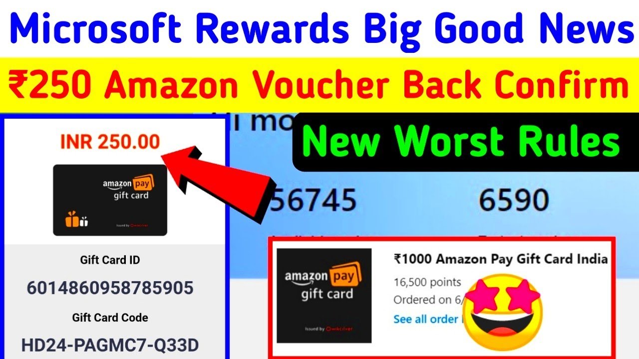 ⁣Microsoft Rewards ₹250 Amazon Gift Card Return🤩Good+Bad New Update
