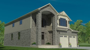 Front Tour of 3D Computer Generated Model of a Custom Home from its floor and elevation plans