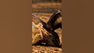 Honey Badger vs. Python: Fiercest battle ever! 🤯🦡 #honeybadger #python #wildlife #epicbattle #cgi