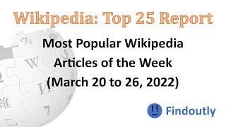Wikipedia Top 25 Report: March 20 to 26, 2022 | Most Popular Articles of the Week | Findoutly