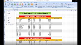 Class # 107 MS Excel 2007_Formula Tab_Logical Function_IFAND Logical Function Formula