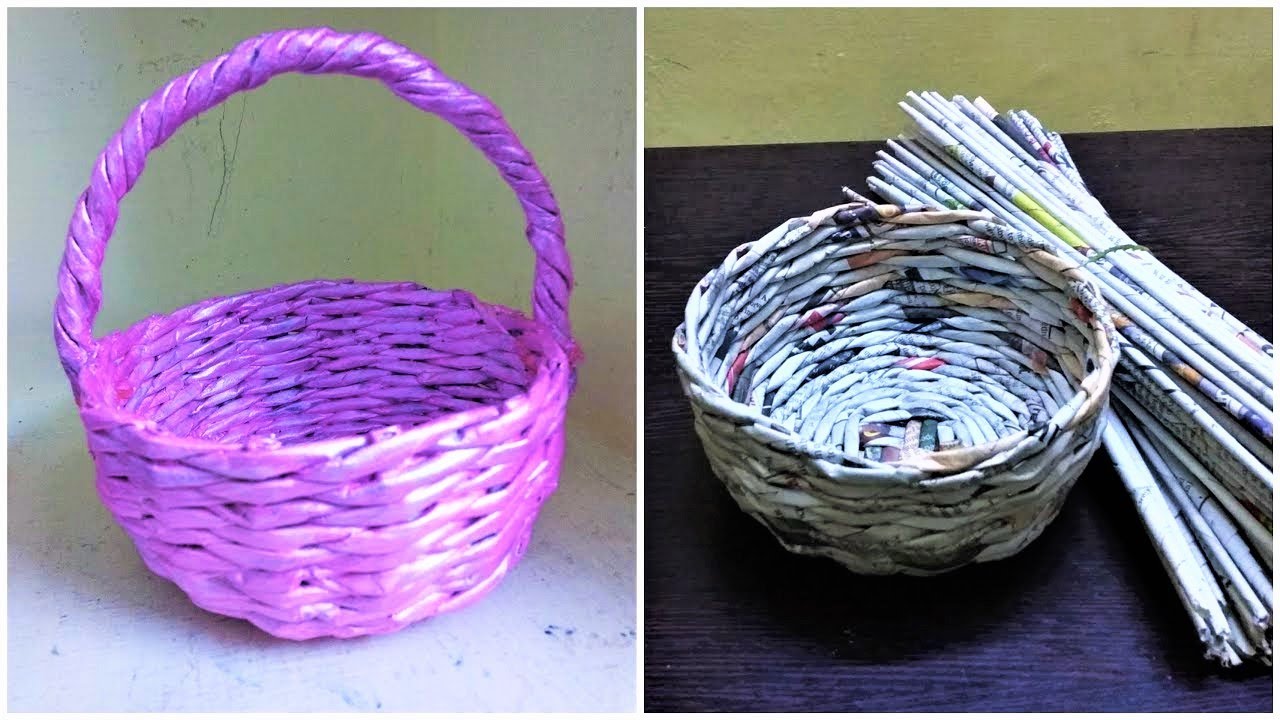 How To Make Newspaper Basket | paper craft ideas | newspaper weaving ...