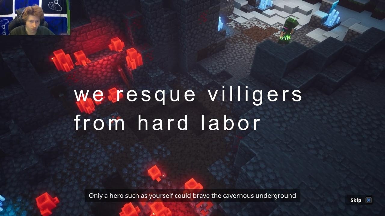 Minecraft Dungeons ep 2 freeing villigers from hard labor in the redstone mines