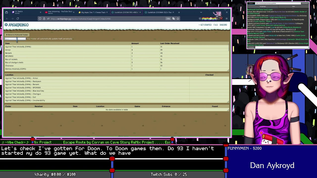 !charity !donate || Archipelago Big Async! Doom II, Yacht Dice, Stardew, TUNIC!