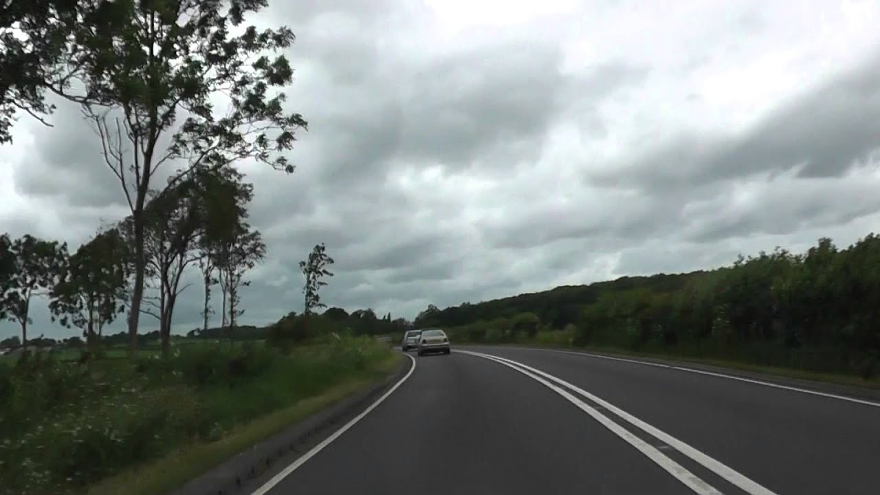 Driving On The A44 From Pinvin, Pershore To Spetchley, Worcester, Worcestershire, England