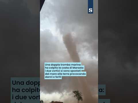 Video Doppia TROMBA MARINA a MARSALA, danni e feriti