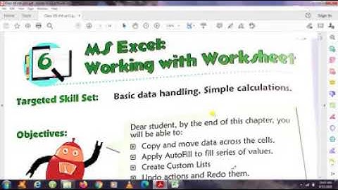 Ch-6 MS Excel : Working with Worksheet  (Computer) Part 1