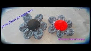 Denim jeans fabric flower for beginners, reuse old jeans, recycling,crafting,fabric flower