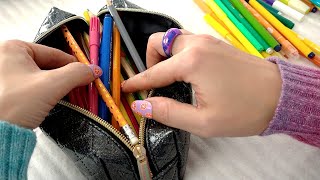 ASMR Rummaging Through Pencil Cases ✏ Sorting Markers ✏• No Talking