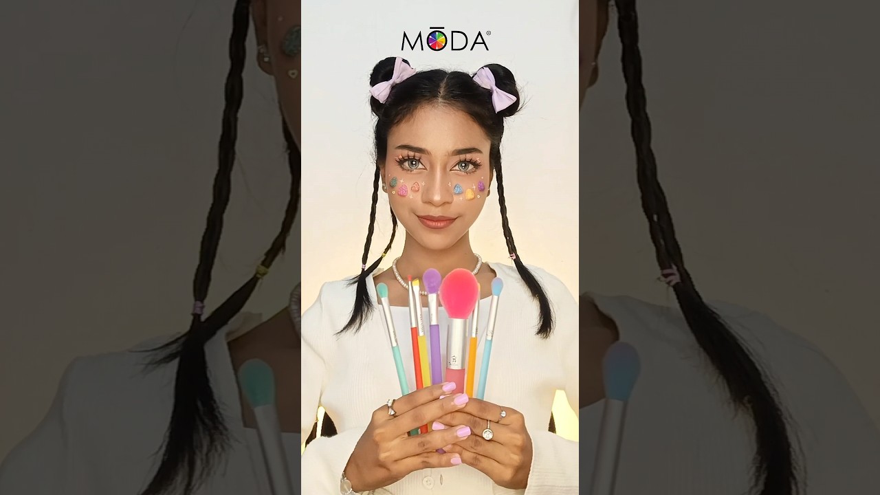 Let's do a cute Makeup Look with  @modamakeupbrushes7293 💕 #review #shorts #douyinmakeup