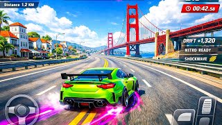 Green Sports Car Drift Race – Golden Gate Bridge High Speed Chase screenshot 1