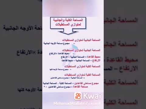 قانون المساحه الجانبية والكلية لمتوازي المستطيلات  التعليم شرح الربح تعلم مع عطاالله