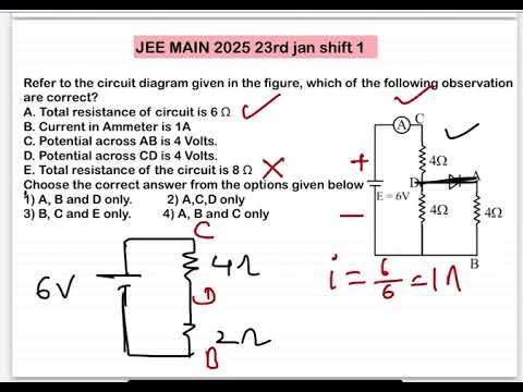 JEE MAIN 2025(23 jan shift1)Refer to the circuit diagram given in the figure, which of the following 14 JEE MAIN 2025(23 jan shift1)Refer to the circuit diagram given in the figure, which of the following