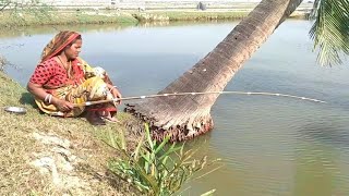 Best Hook Fishing | Traditional Hook Fishing By Beautiful Village Woman | Beauty Fishing BD(Part-1)