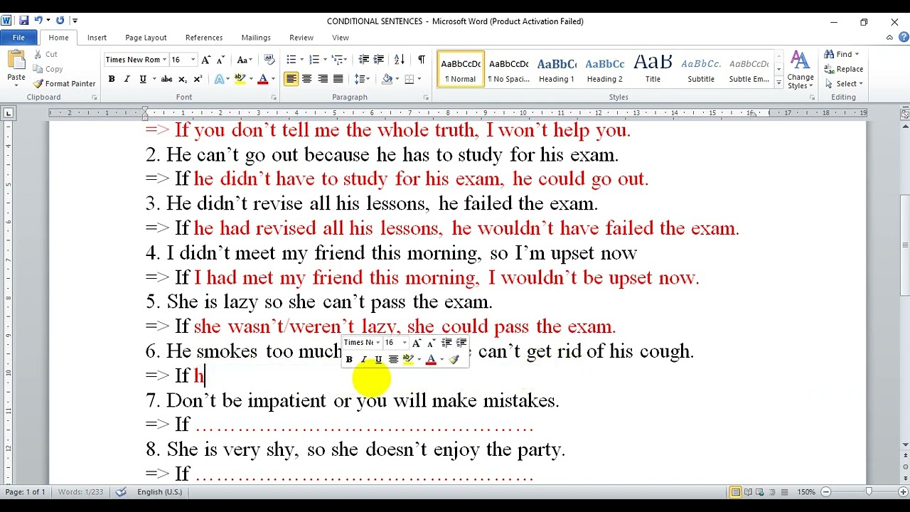 Bài 32. Viết lại câu điều kiện cơ bản | Tiếng Anh thầy Minh