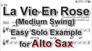 La Vie En Rose (Medium Swing) - Easy Solo Example for Alto Sax