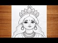 Navarati special maa durga face drawing easy chaitra navratri 2026 drawing| chitra