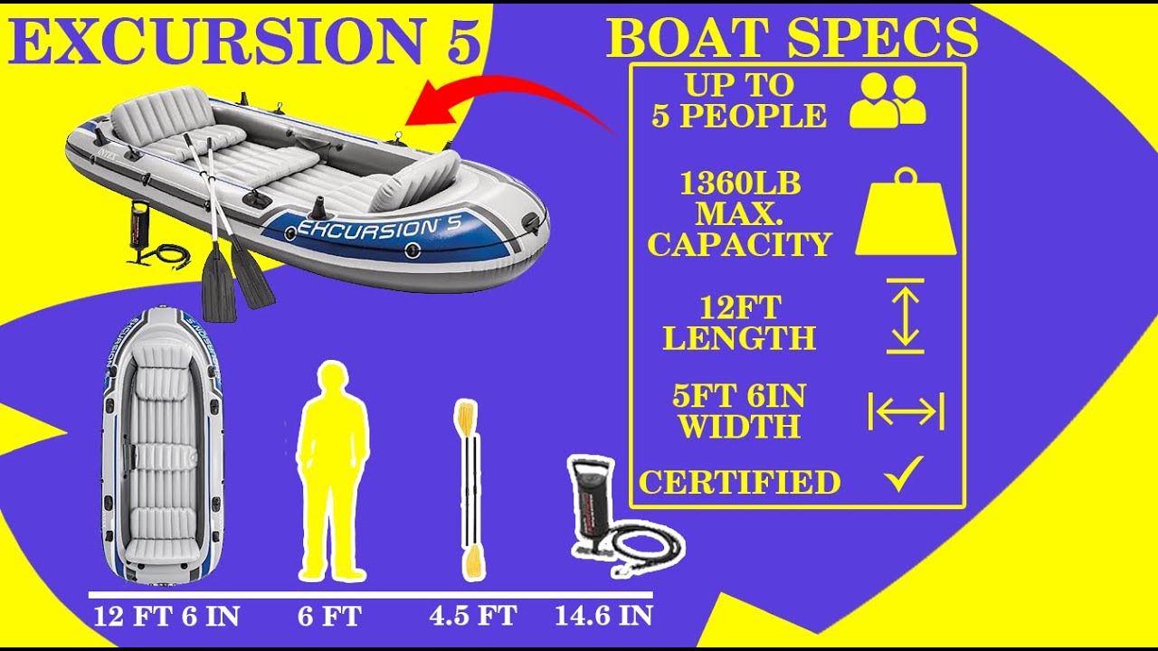 INTEX Excursion 5 Inflatable Boat Series Super Tough PVC Adjustable